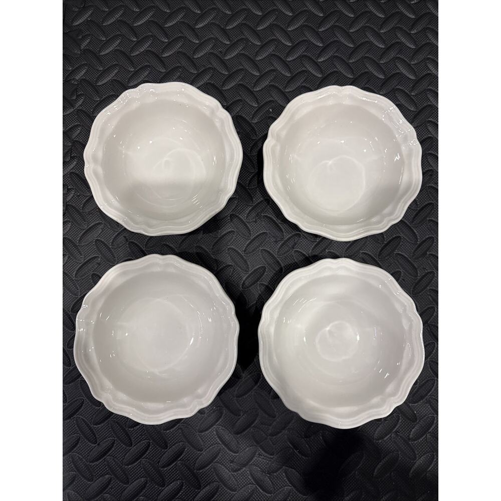 Vintage Red Cliff Ironstone Heirloom White Scalloped Dessert Bowl 6” (Set Of 4)